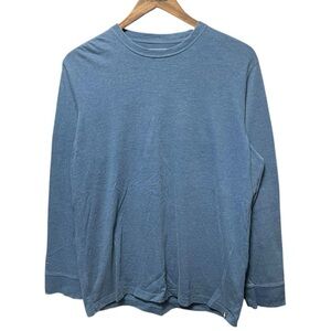 Plain Blank Blue Eddie Bauer Legendwash long sleeve crewneck casual work shirt